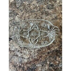Vintage Anchor Hocking Early American Prescut‎ Star of David Relish Dishes Glass